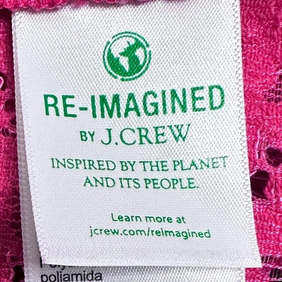 NWOT J Crew Scalloped Eyelet Lace Mock Neck Fringe Hem Blouse in Pink Size 14 - Picture 7 of 12